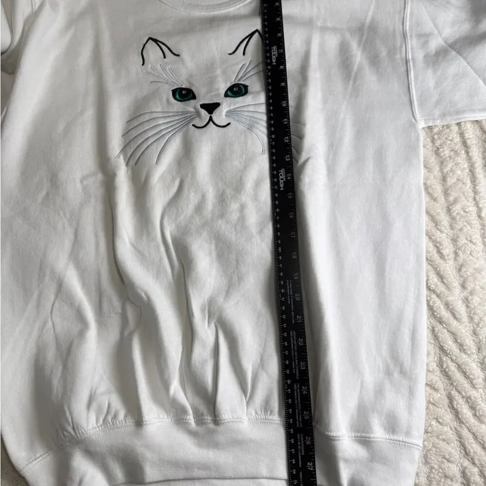 Vintage 80’s 90’s Top Stitch‎ Embroidered Cat  Kawaii Girlhood Grandmacore